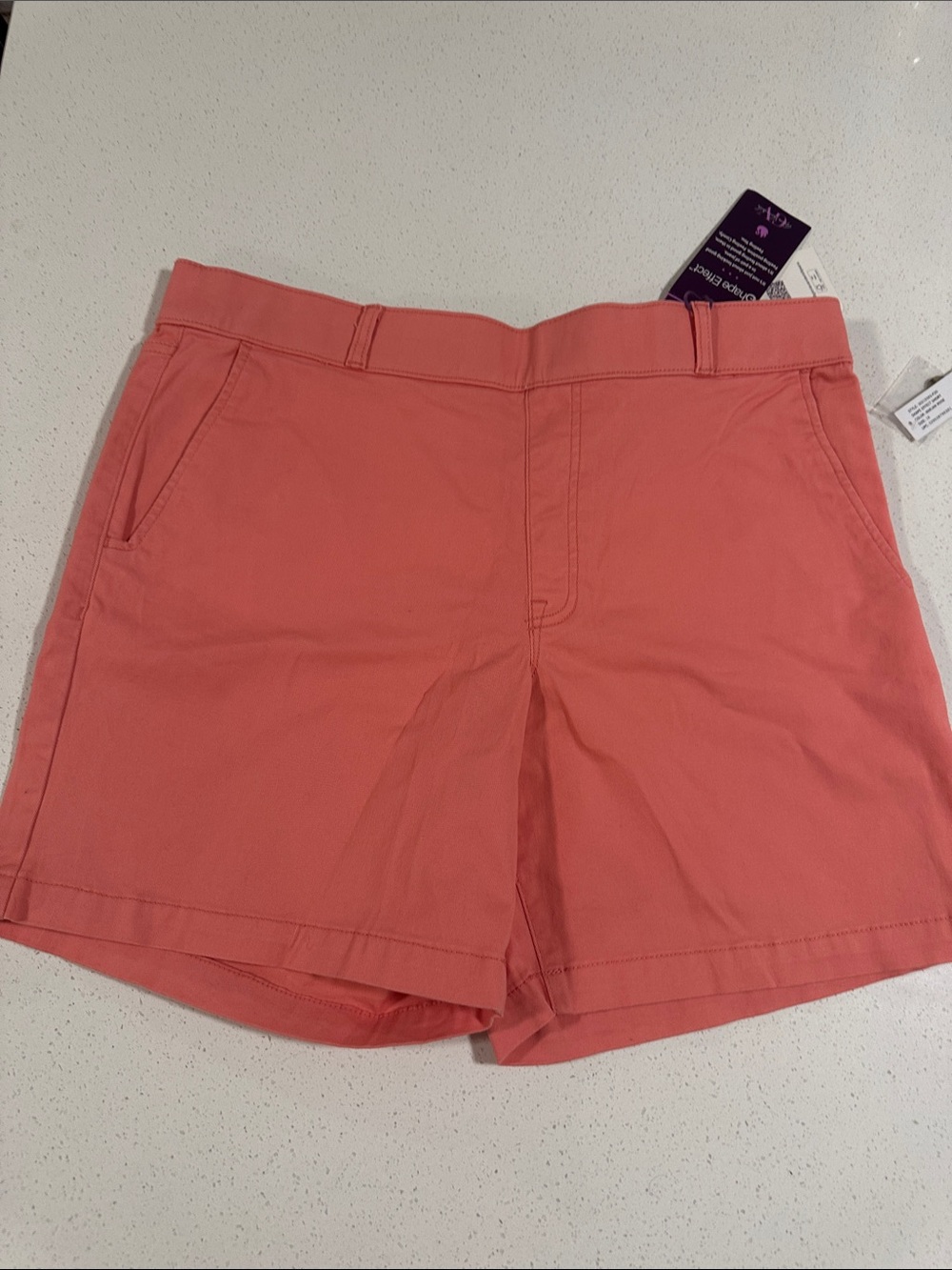 Gloria Vanderbilt Women’s Coral Mid-Rise Stretch Chino Casual Shorts,Size16 NWT